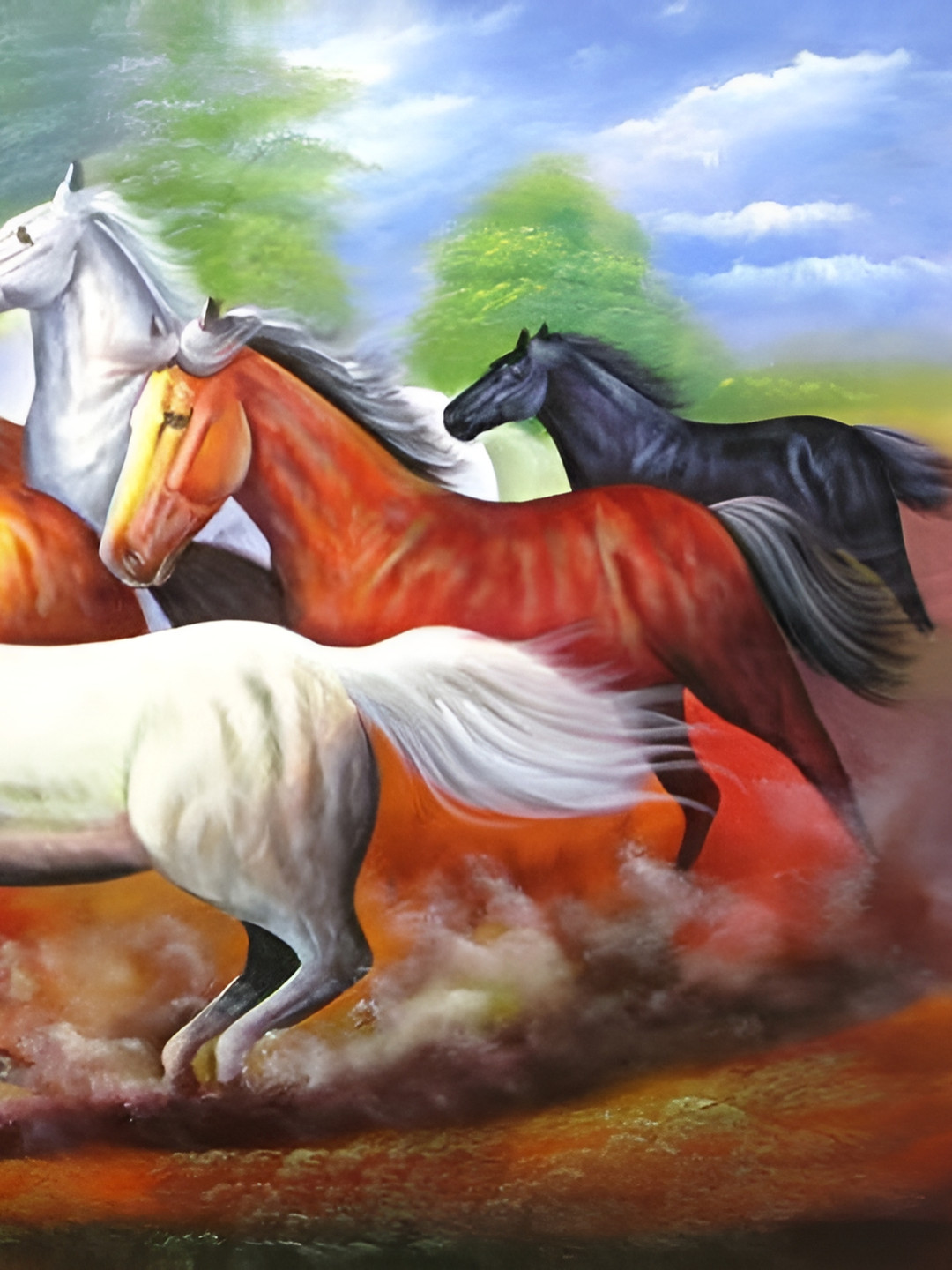 

British Terminal Brown & White Running Horses Wall Poster