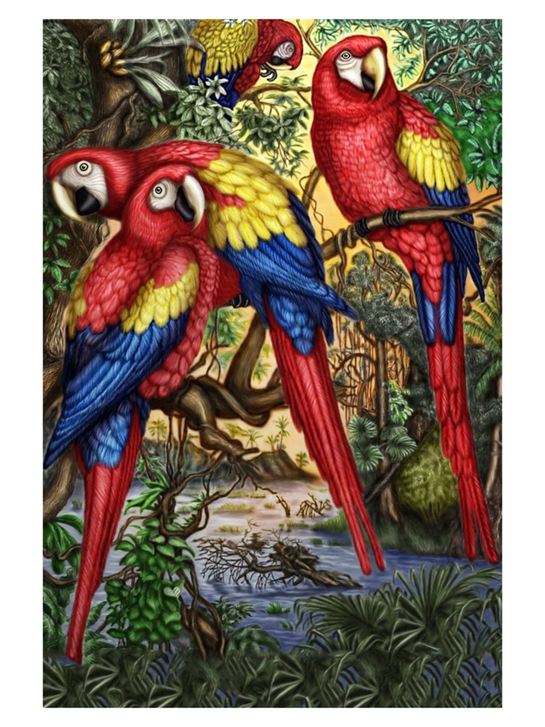 

British Terminal Green & Red Birds and Animals Wall Poster