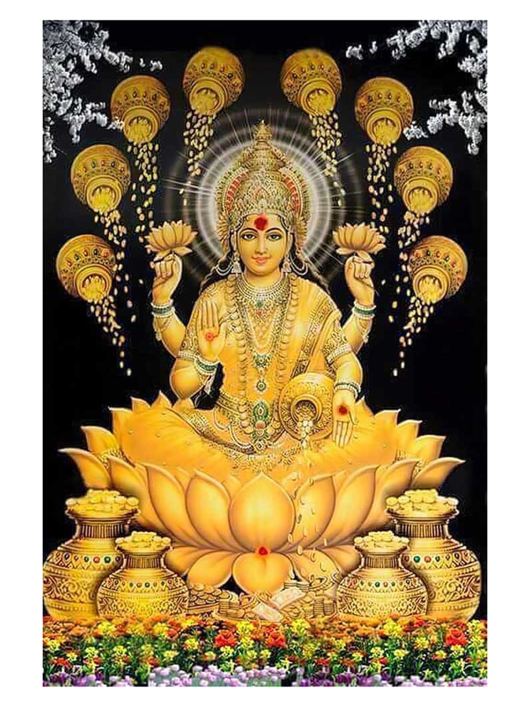 

British Terminal Yellow & Black Goddess Lakshmi Printed Waterproof Sticker Poster