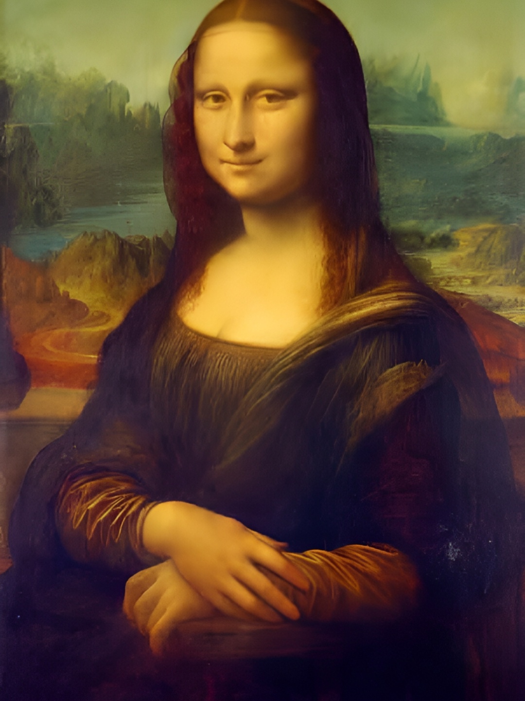 

British Terminal Yellow & Brown Mona Lisa Painting Waterproof Wall Poster
