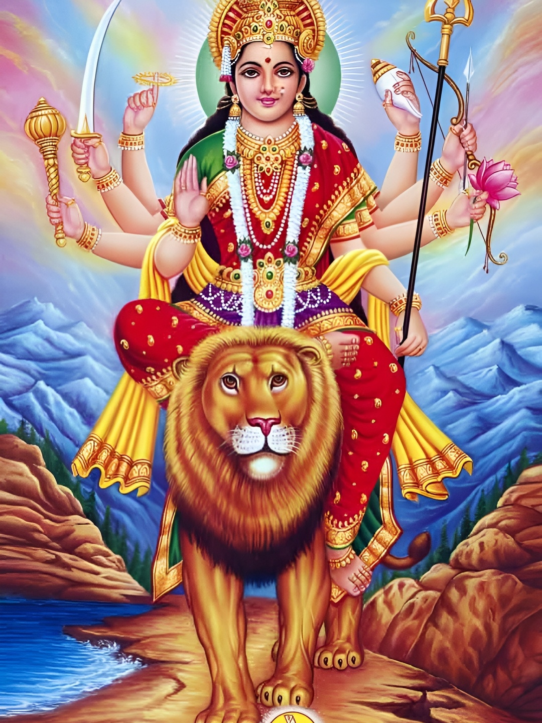 

British Terminal Red & Blue Goddess Durga Paper Wall Poster