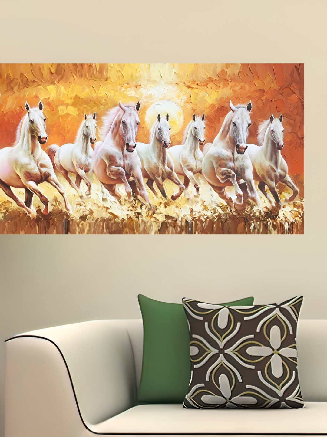 

British Terminal White & Orange Paper Birds and Animals Wall Painting