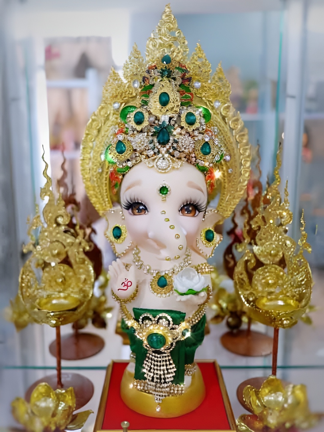 

British Terminal White & Gold Toned Lord Ganesha Waterproof Sticker Poster
