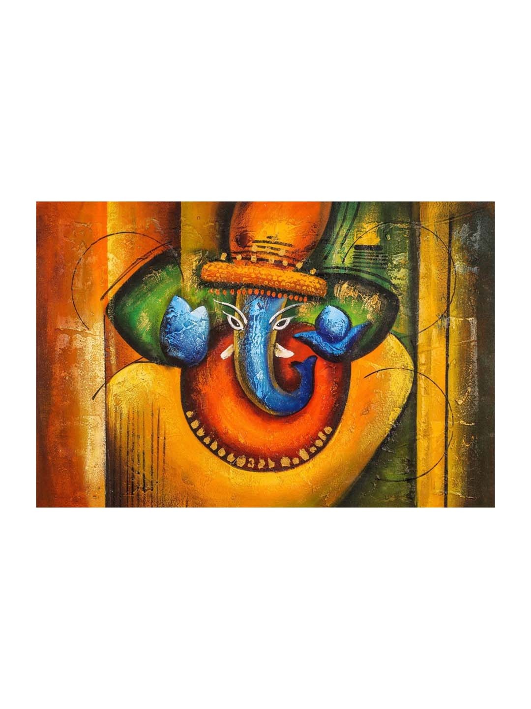 

British Terminal Orange & Blue Lord Ganesha Religious Wall Poster