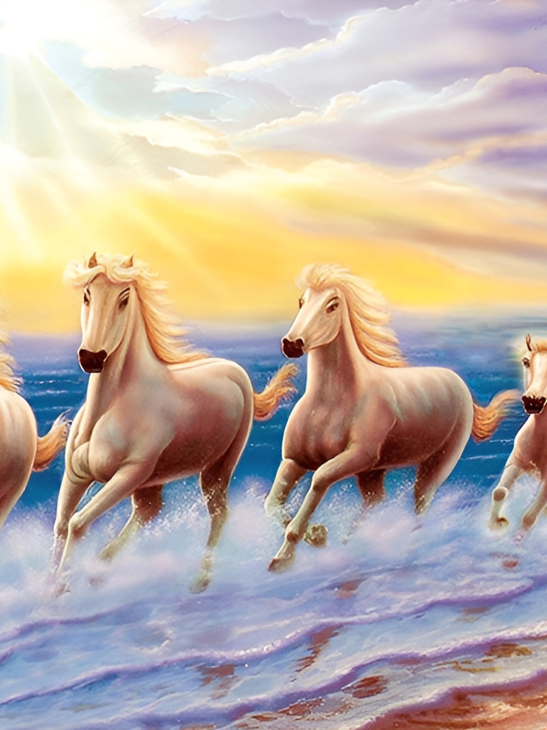 

British Terminal Blue & Beige Running Horses Wall Poster