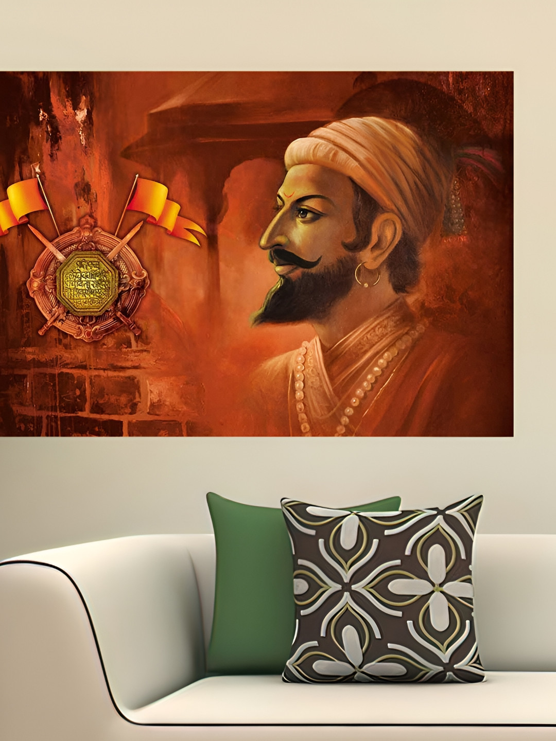 

British Terminal Red Chattrapati Shivaji Maharaj Waterproof Sticker Wall Poster