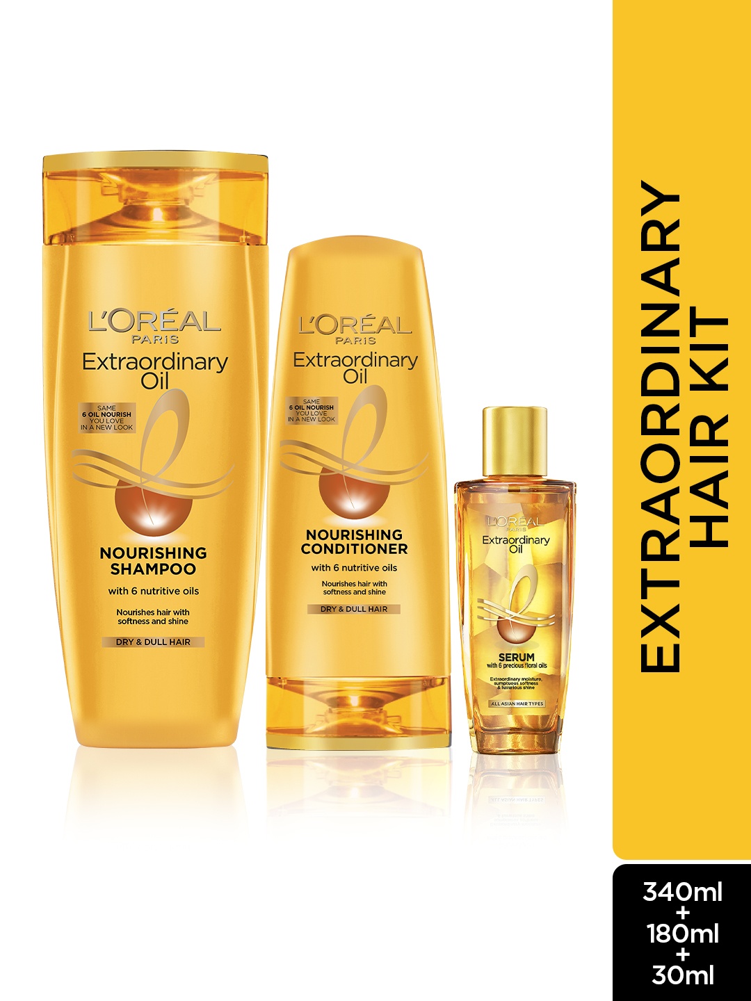 LOreal Set of Extraordinary Oil Nourishing Shampoo 340ml + Conditioner 180ml + Serum 30ml