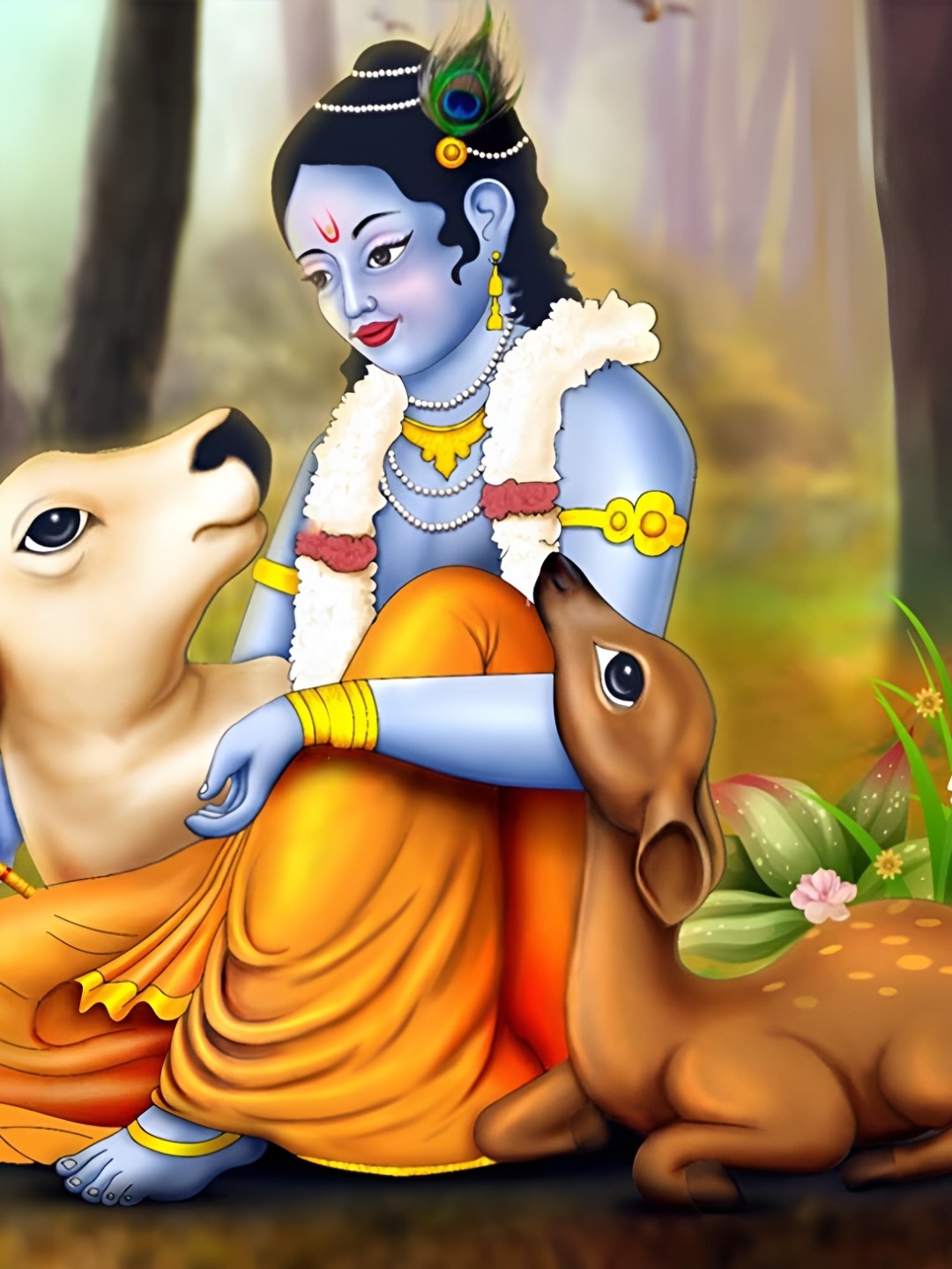 

British Terminal Brown Waterproof Lord Krishna Printed Wall Poster