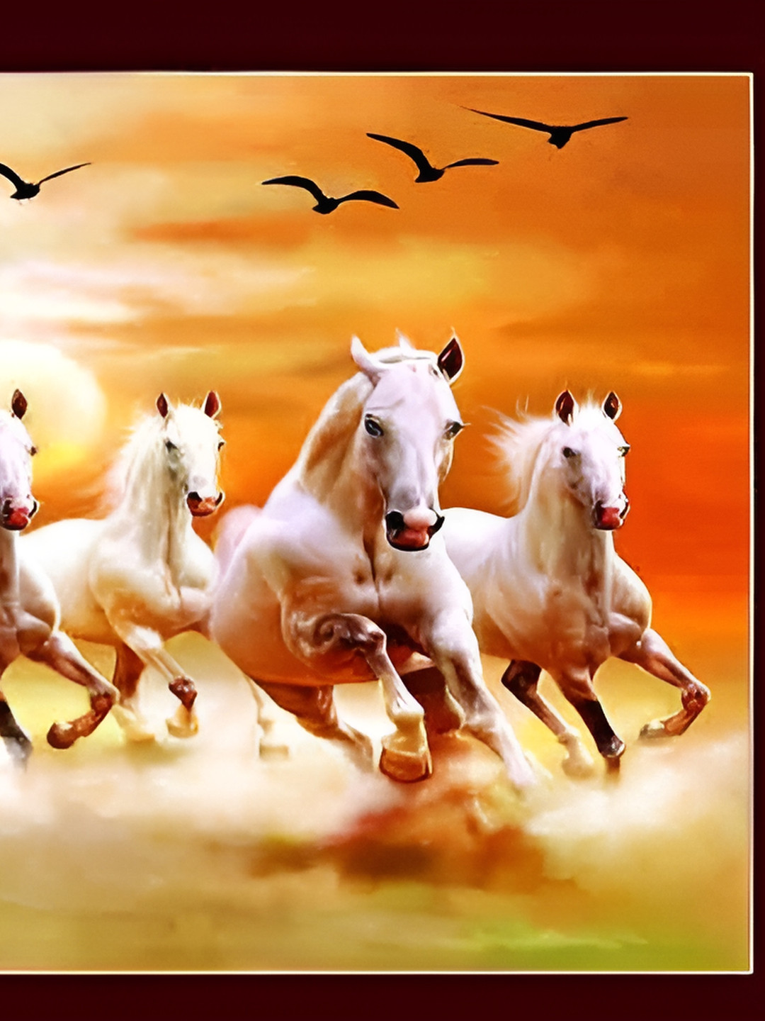 

British Terminal Orange and White Paper Horses Running Wall Sticker