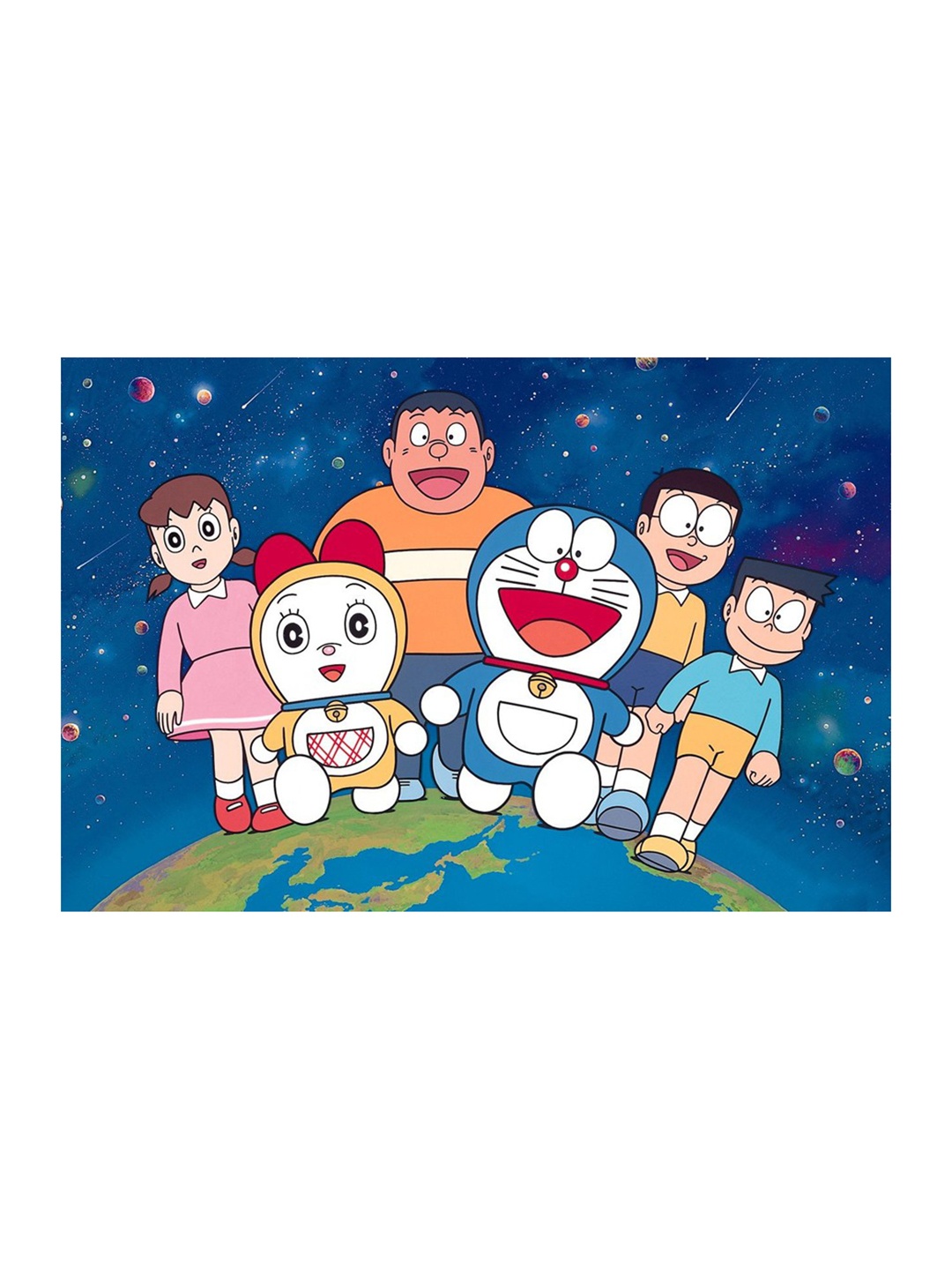 

British Terminal Blue & White Cartoon Characters Printed Wall Sticker