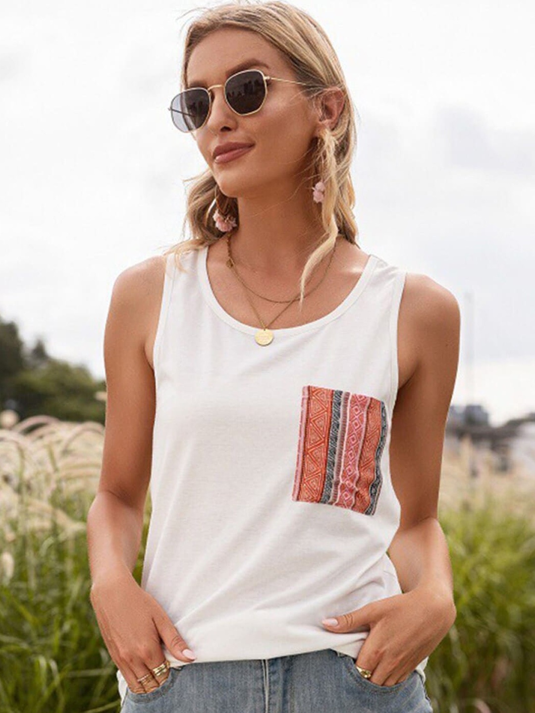 

StyleCast x Revolte White Print Tank Top