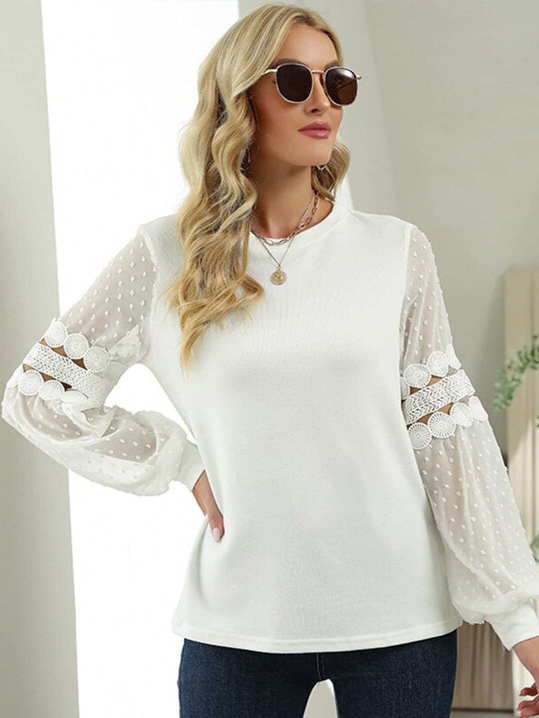 

StyleCast x Revolte Round Neck Puff Sleeve Top, White