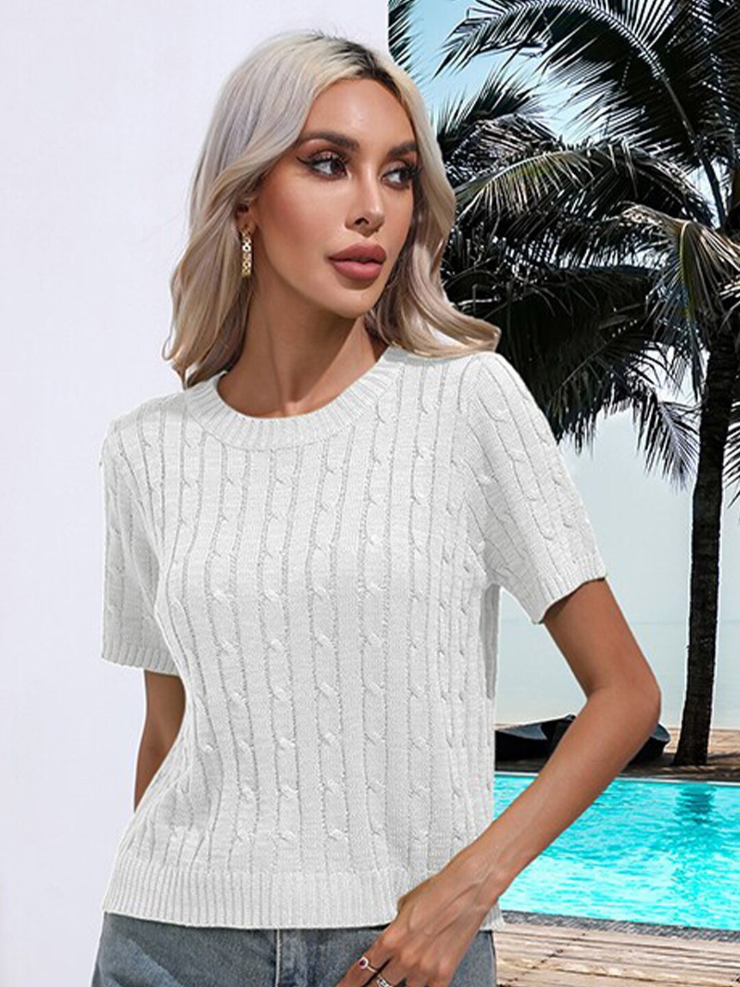 

StyleCast x Revolte White Round Neck Top