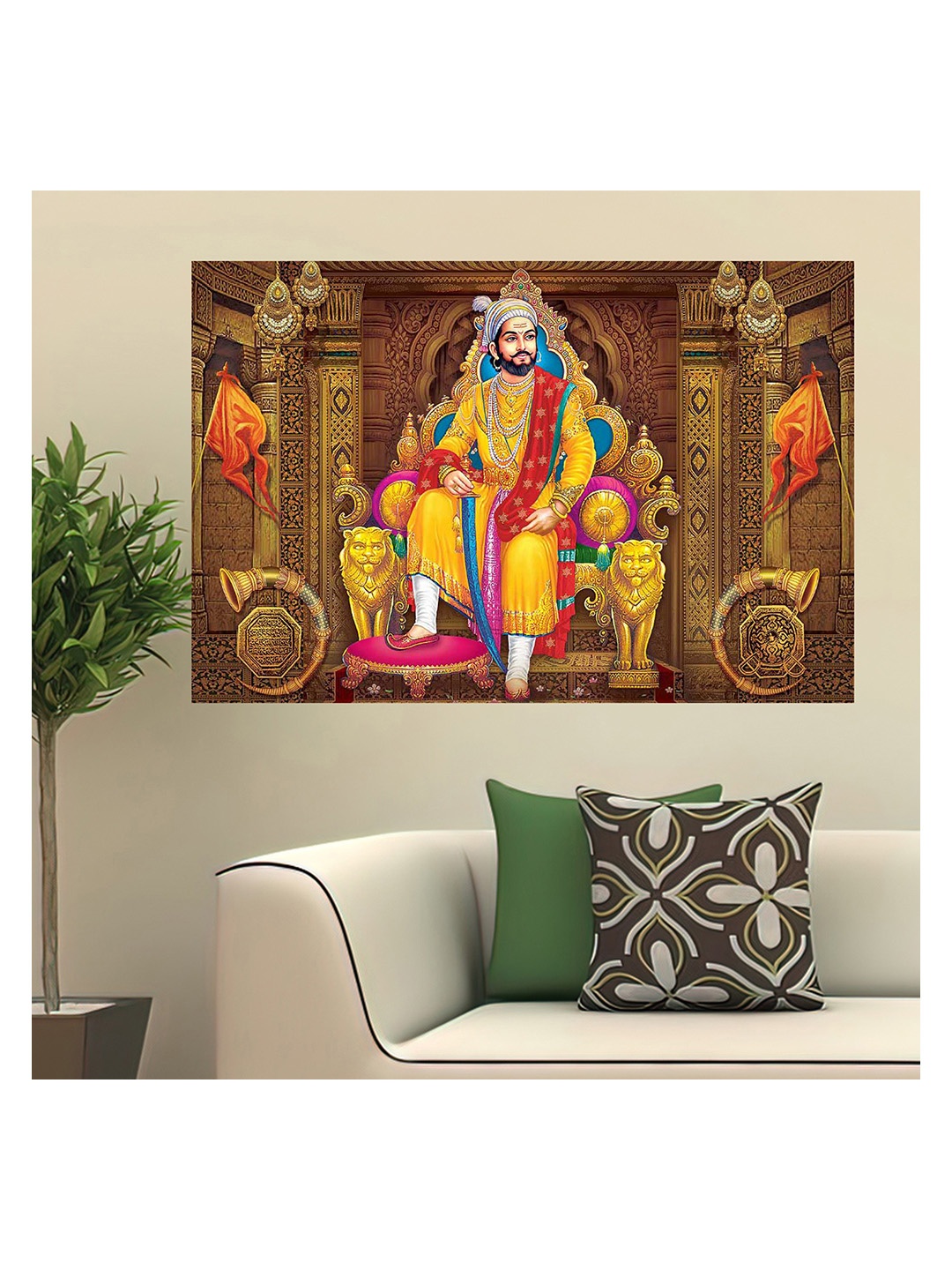 

British Terminal Yellow Chattrapati Shivaji Maharaj Religious Wall Poster