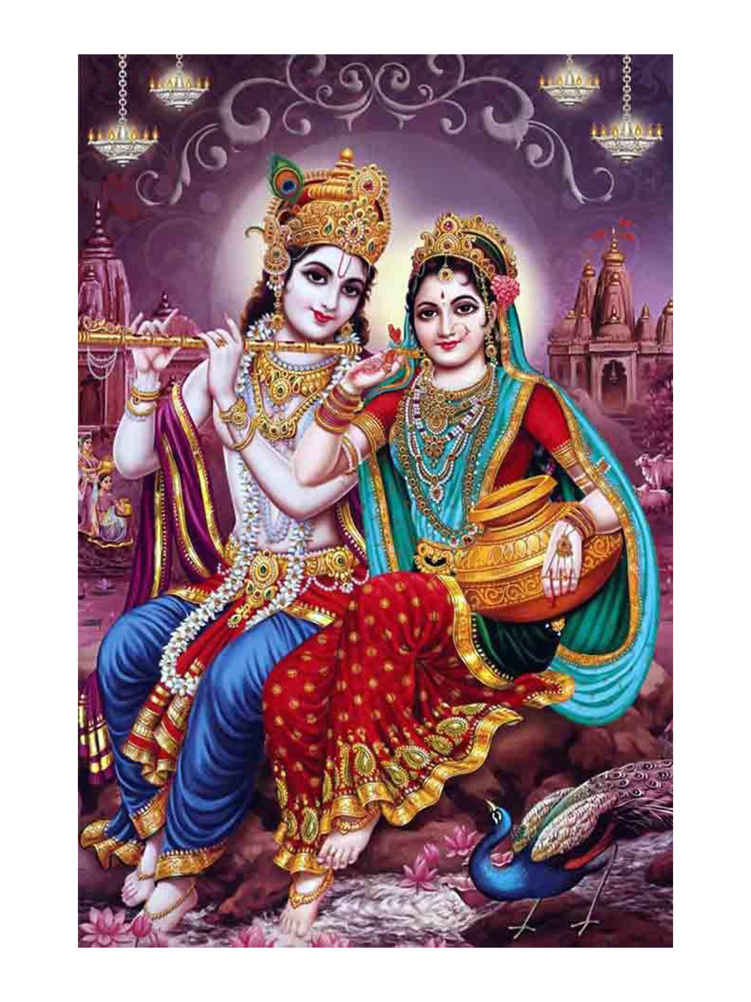 

British Terminal Blue Red Radha Krishna Religious Wall Sticker