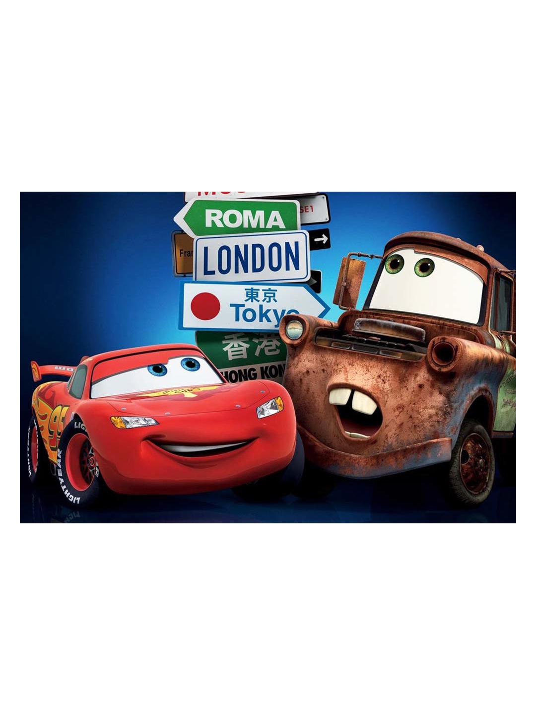 

British Terminal Brown & Blue Water Poof Cartoon Characters Printed Wall Poster