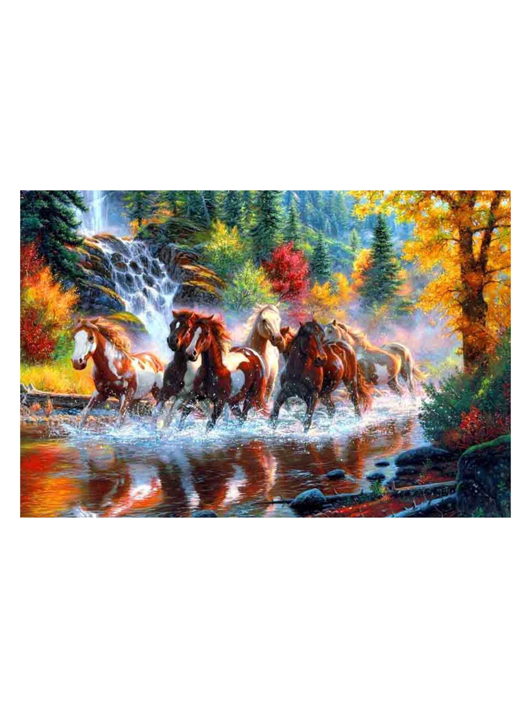 

British Terminal Blue & Red Running Horses Printed Waterproof Wall Poster