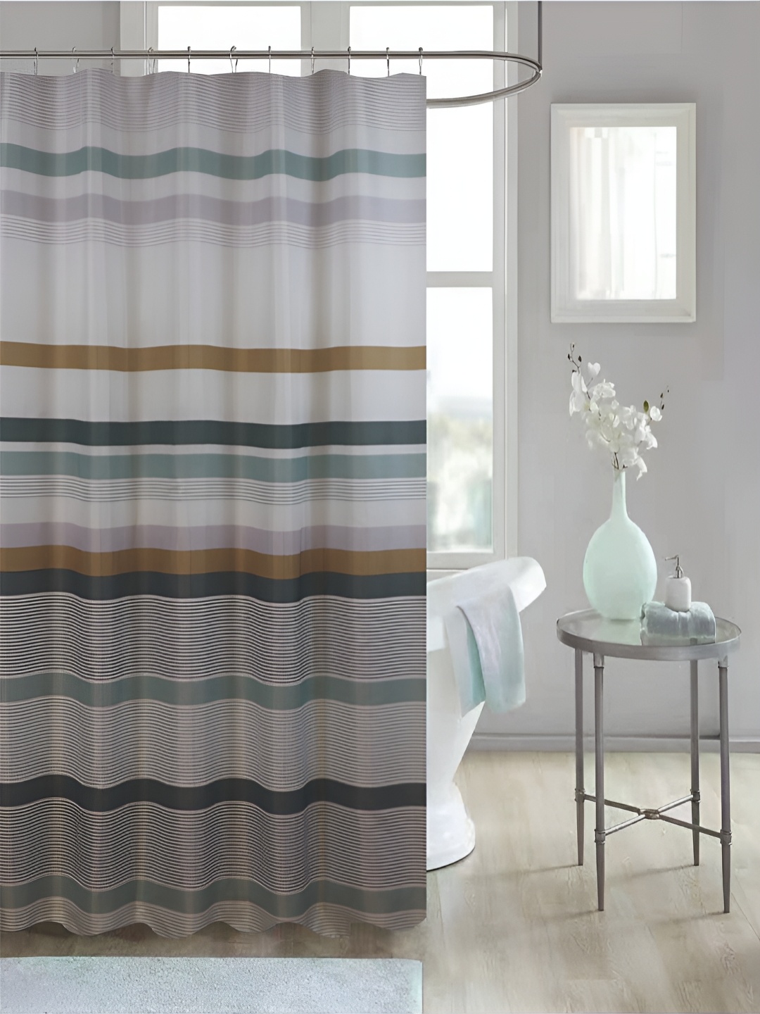 

homewards White Printed Waterproof Shower Curtains