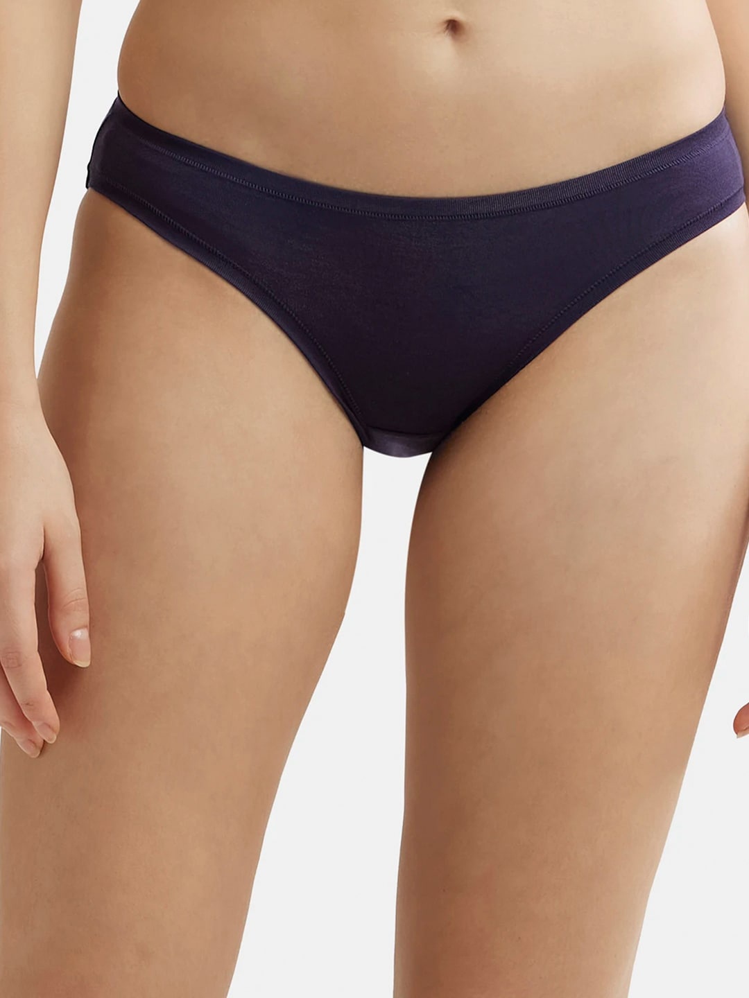 

Jockey Medium Coverage Mid Waist Solid Bikini With StayFresh Treatment - JW01, Navy blue