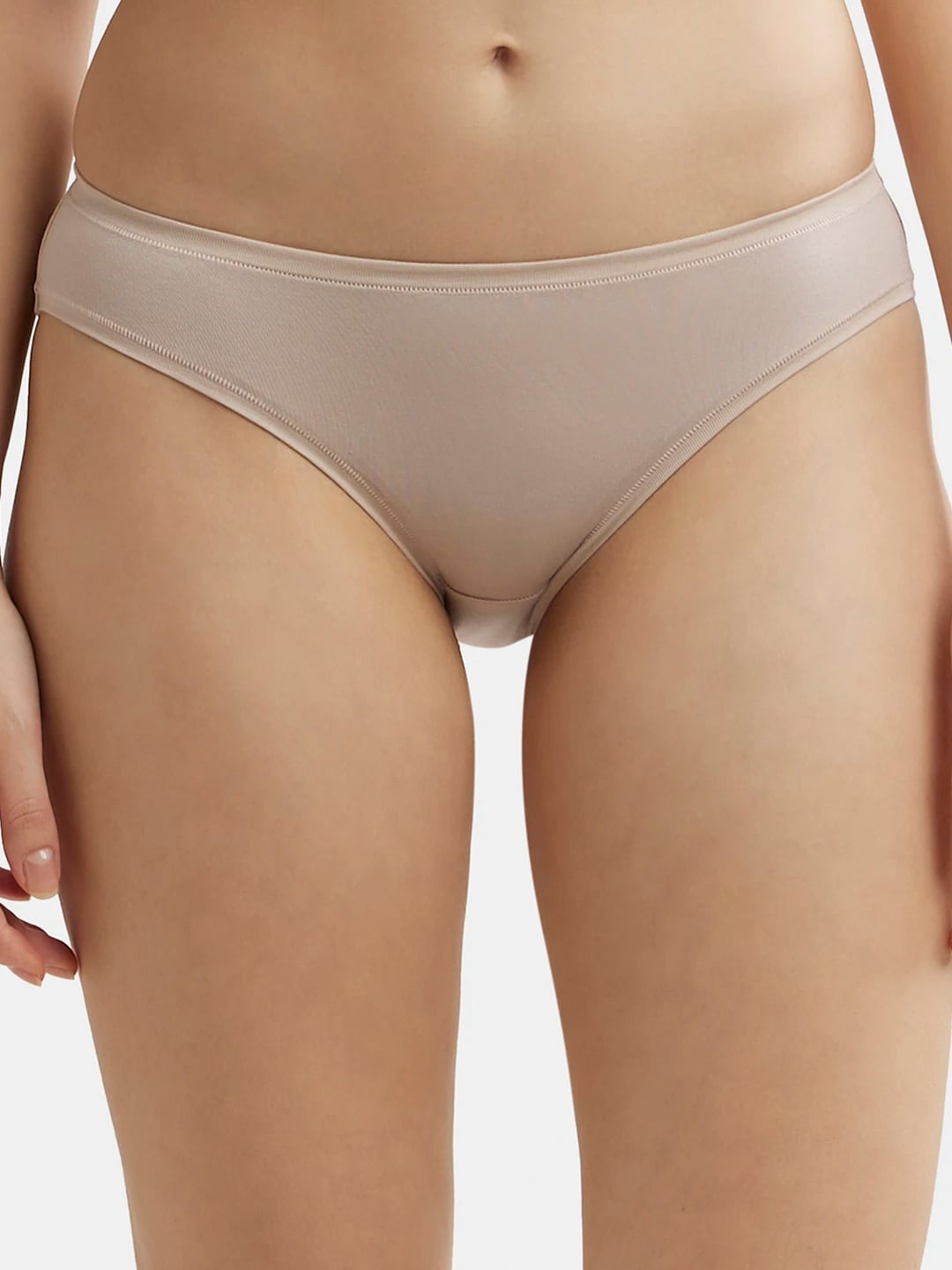 

Jockey Medium Coverage Mid Waist Solid Bikini With StayFresh Treatment - JW01, Cream