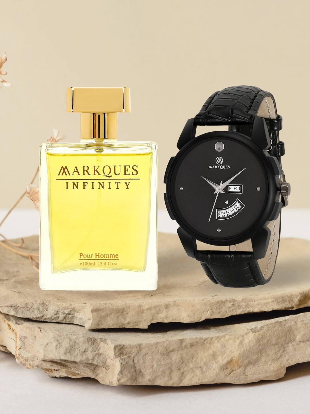 

MARKQUES Men Set of Infinity Pour Homme Eau De Parfum With Watch - 100ml, Yellow