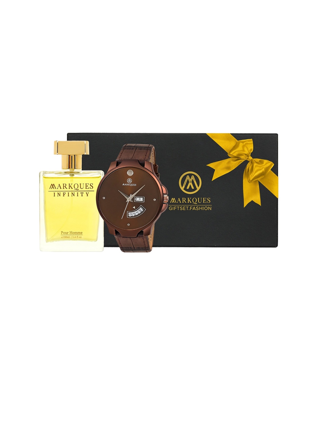

MARKQUES Men Set of Infinity Pour Homme Eau De Parfum With Watch - 100ml, Yellow