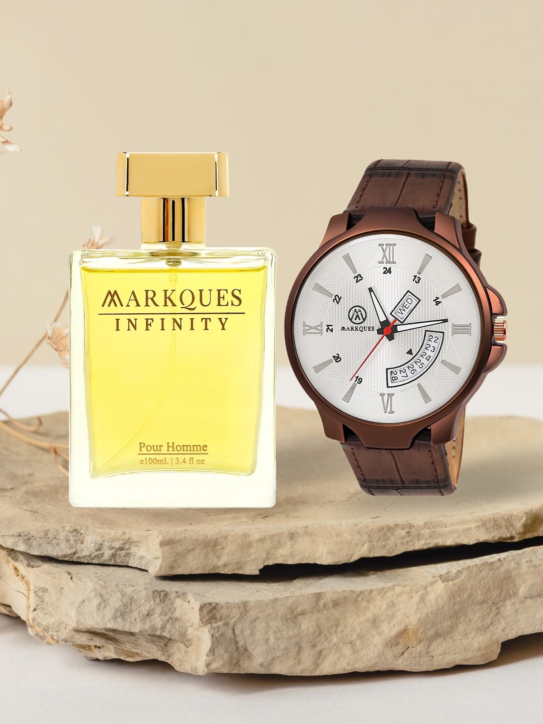 

MARKQUES Men Set of Infinity Pour Homme Eau De Parfum With Watch - 100ml, Yellow