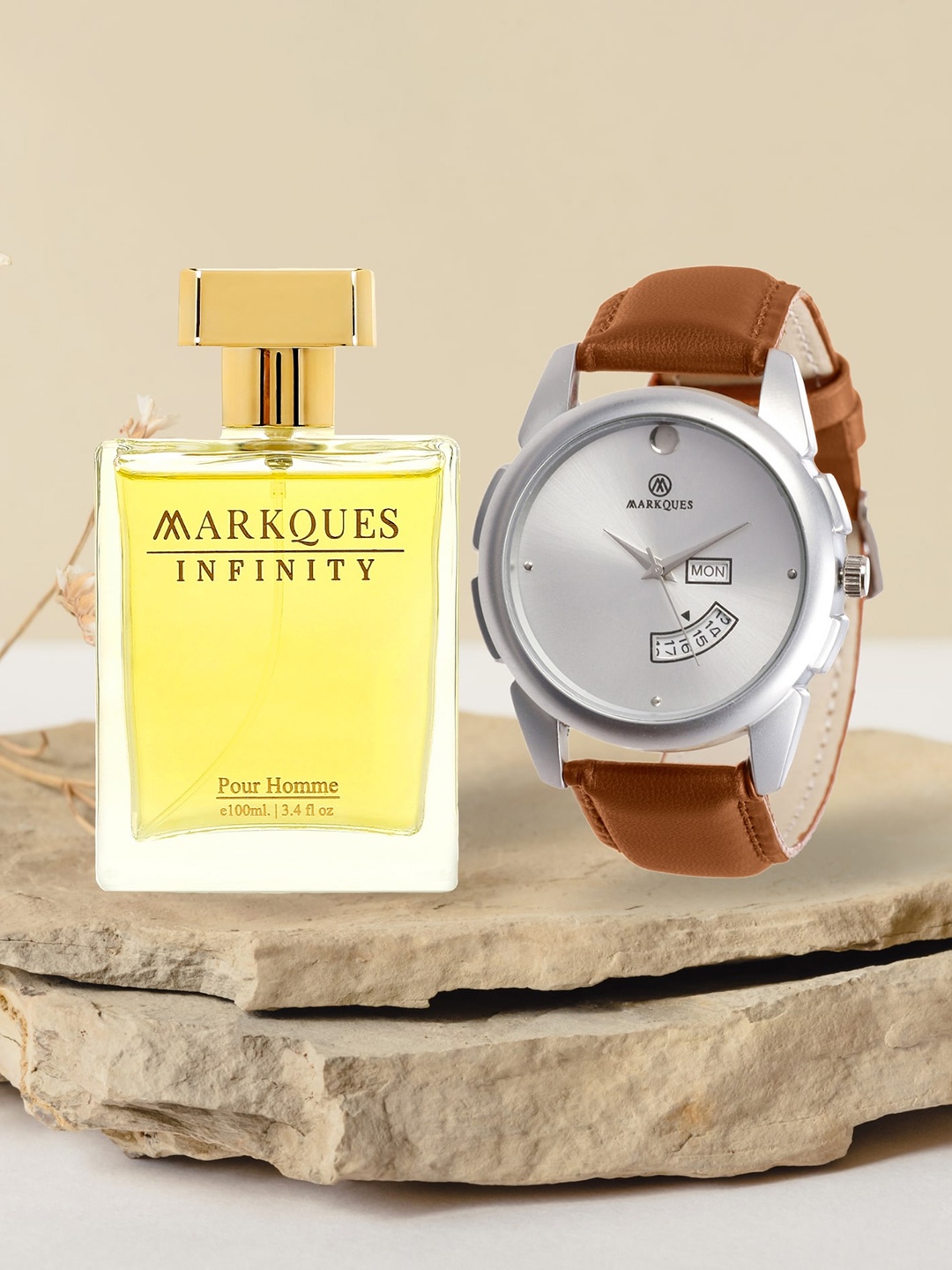 

MARKQUES Men Set of Infinity Pour Homme Eau De Parfum With Watch - 100ml, Yellow