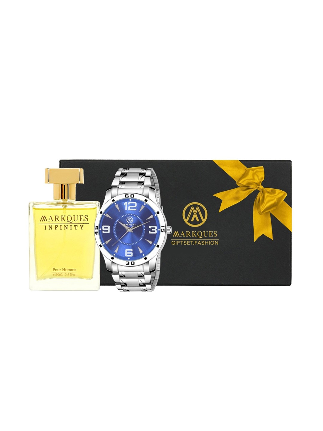 

MARKQUES Men Set of Infinity Pour Homme Eau De Parfum With Watch - 100ml, Yellow