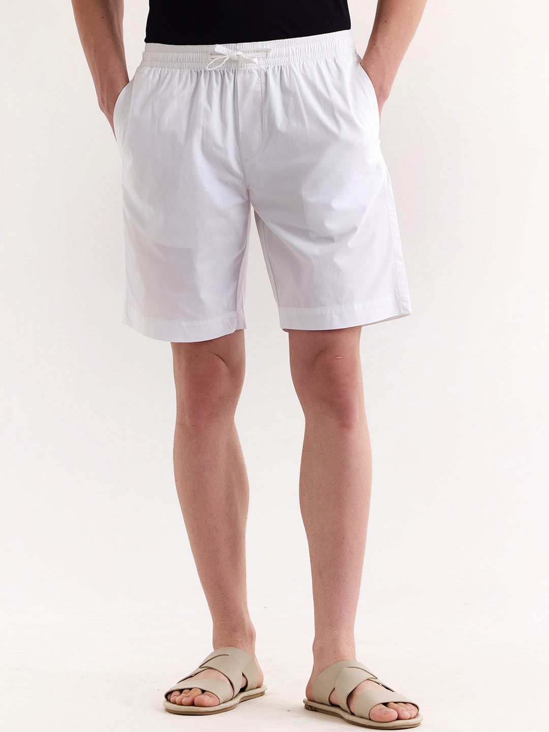 

Red Flame Men Mid-Rise Casual Stretchable Shorts, White