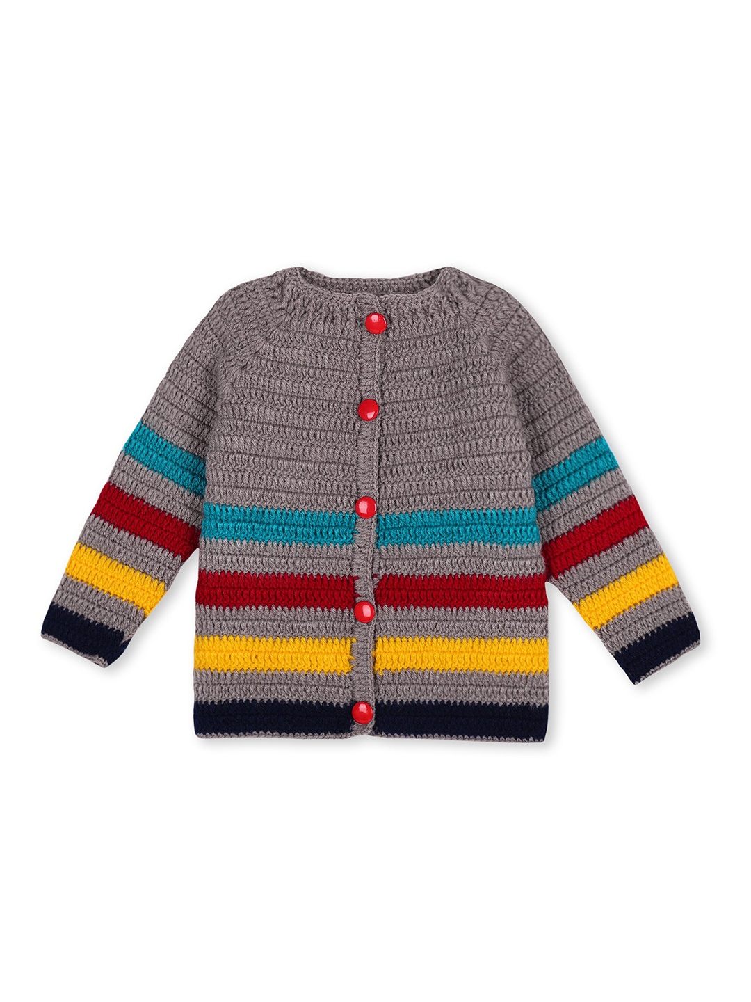 

WINDROP SOLUTIONS Kids Colourblocked Long Sleeves Cardigan Acrylic Sweater, Grey