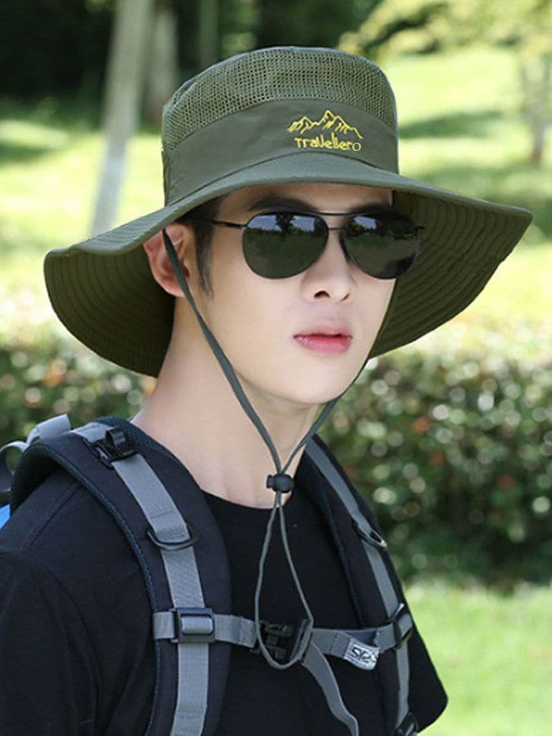 

Alexvyan Men Self Design Breathable Sun Hat, Olive