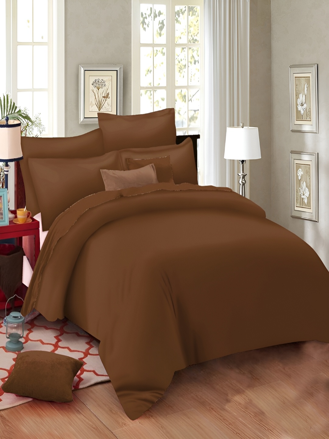 

borato Coffee Brown 210 TC King Bedsheet with 2 Pillow Covers