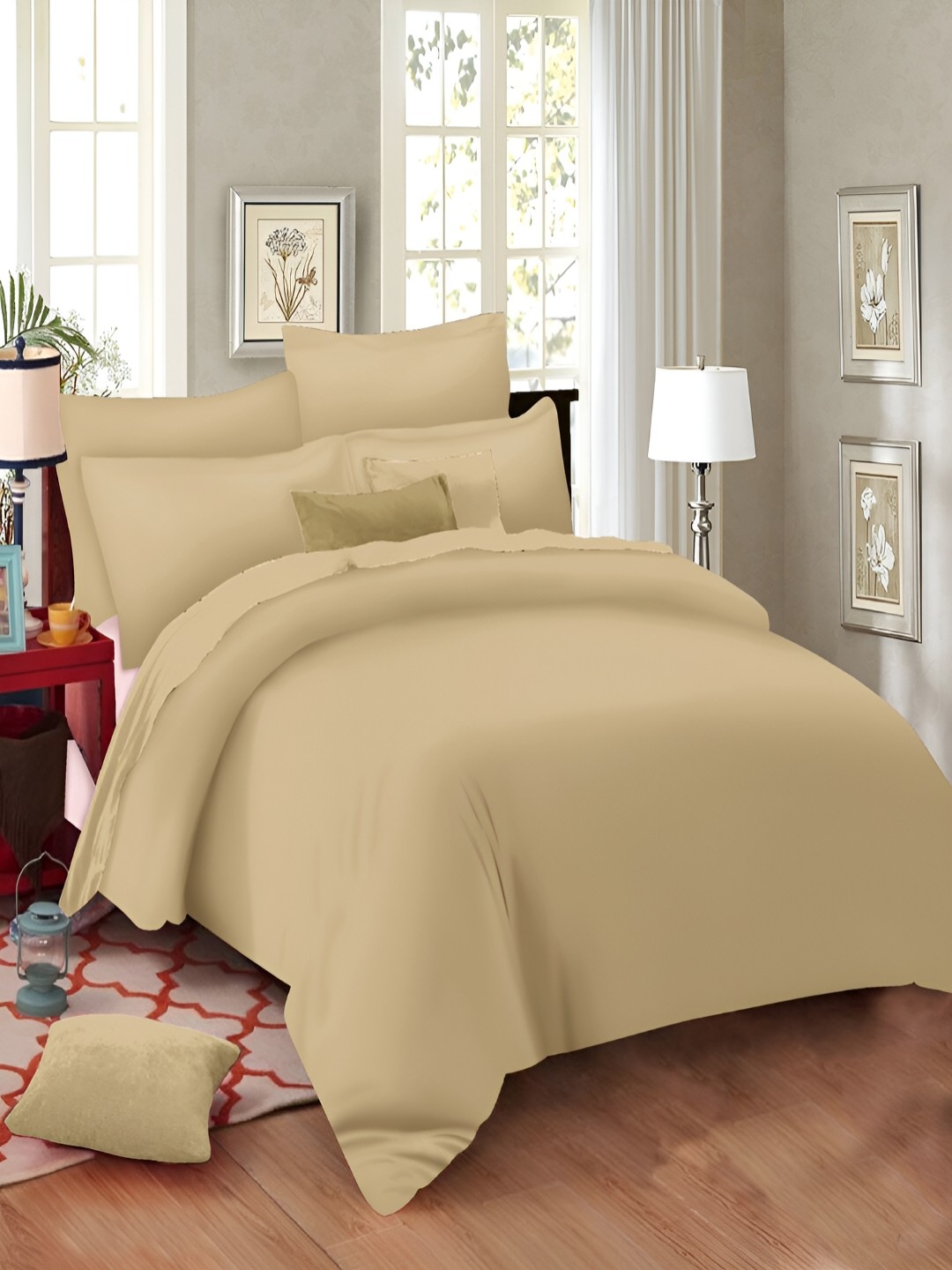 

borato Brown 210 TC King Bedsheet with 2 Pillow Covers