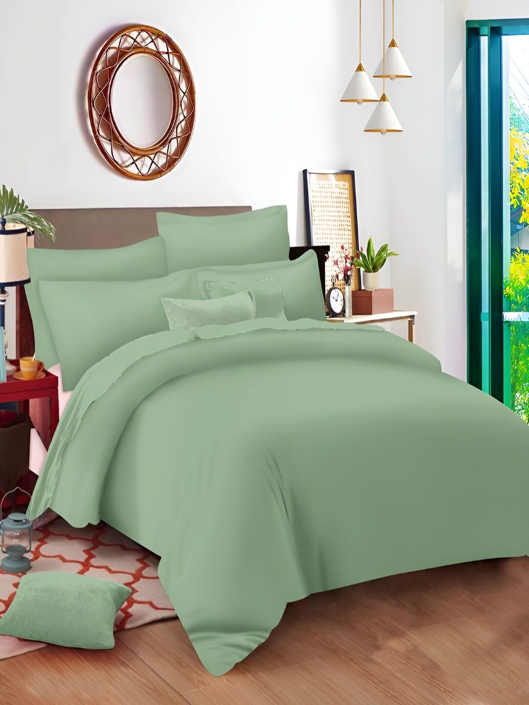 

borato Green 210 TC King Bedsheet with 2 Pillow Covers