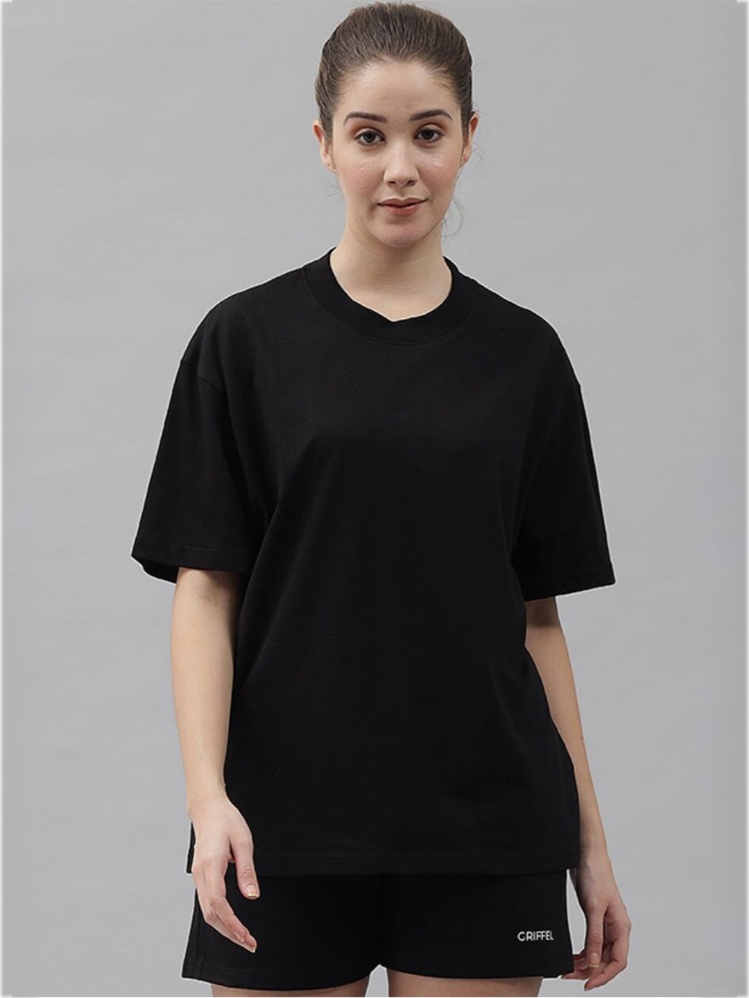 

GRIFFEL Drop-Shoulder Sleeves Cotton Oversized T-shirt, Black