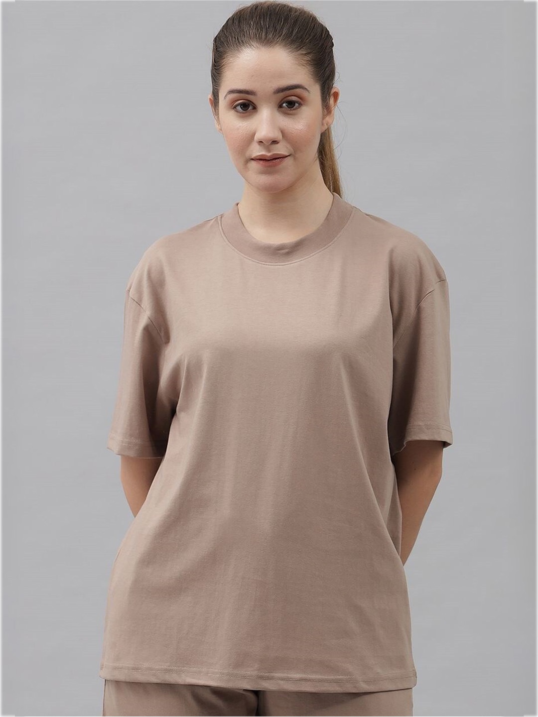 

GRIFFEL Drop-Shoulder Sleeves Cotton Oversized T-shirt, Camel brown