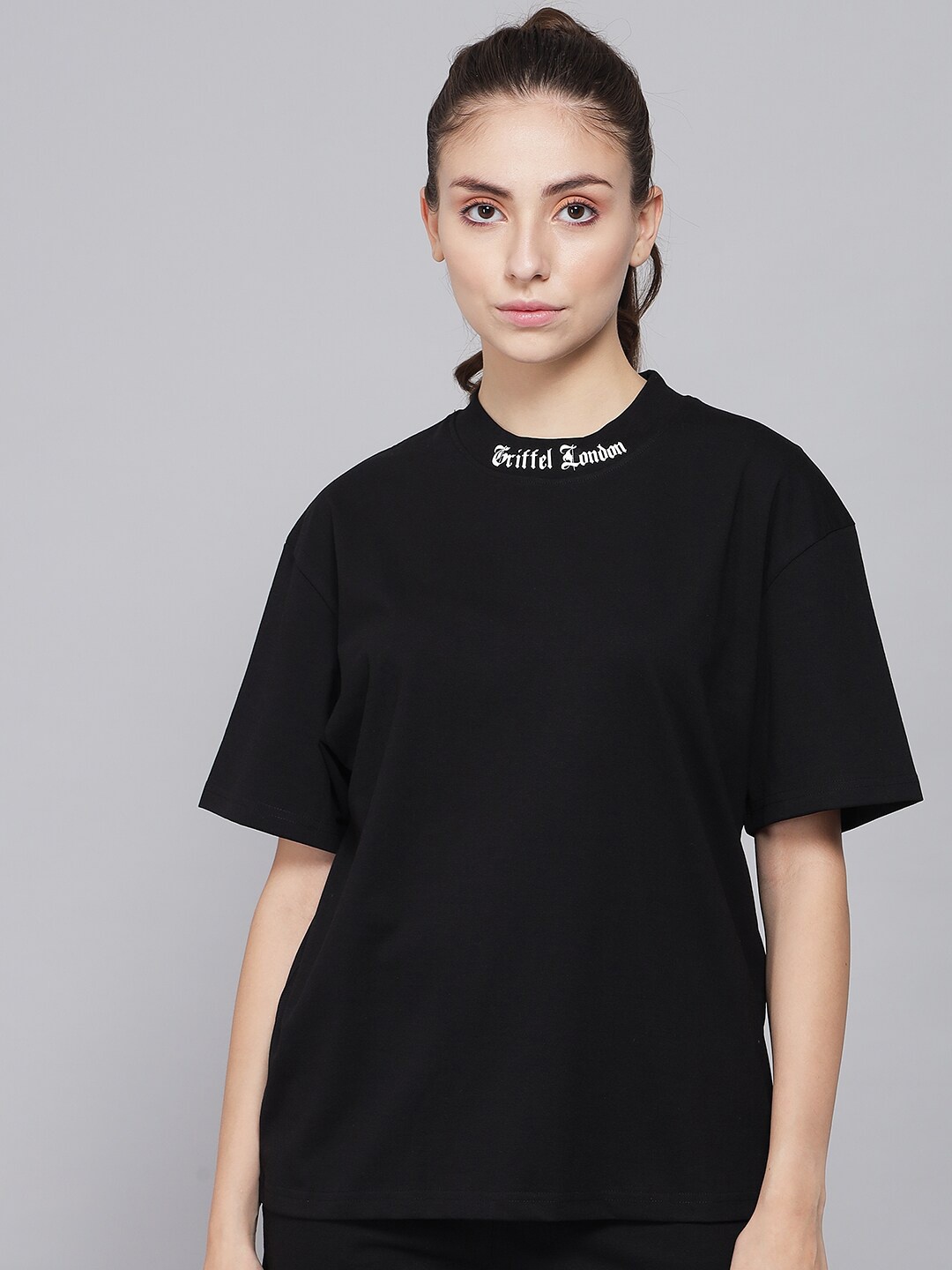 

GRIFFEL Drop-Shoulder Sleeves Cotton Oversized T-shirt, Black