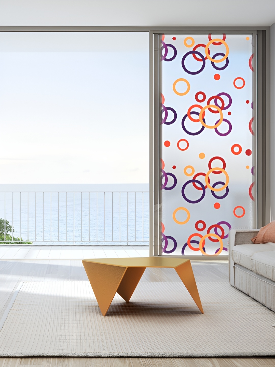 

CVANU Transparent & Yellow Geometric Printed Self-Adhesive Window Film Wall Sticker
