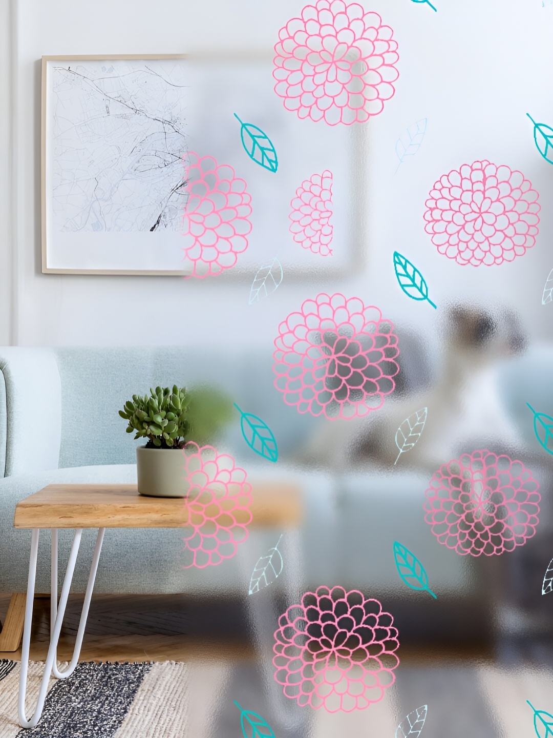 

CVANU Transparent & Pink Printed Self-Adhesive Window Film