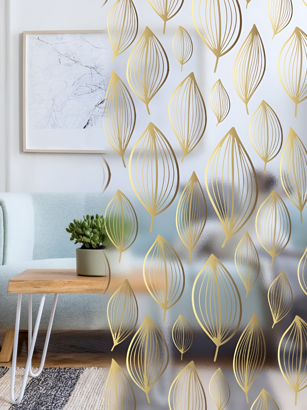 CVANU Transparent & Beige Printed Self-Adhesive Window Film