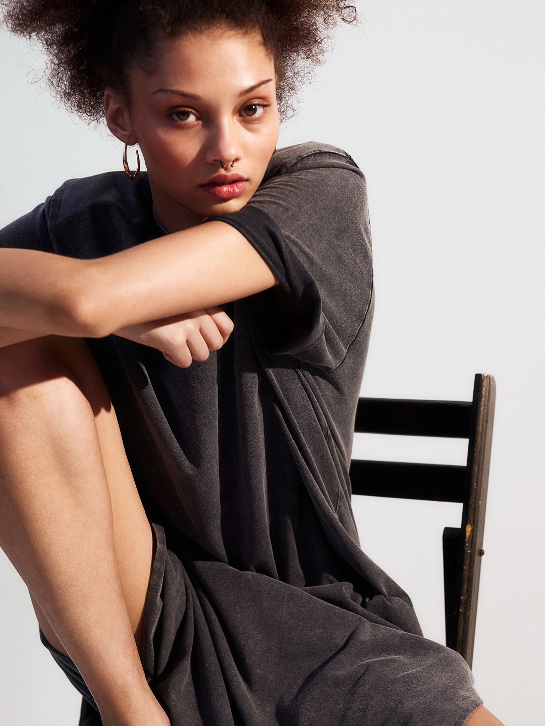 

H&M Shoulder-Pad T-shirt Dress, Grey