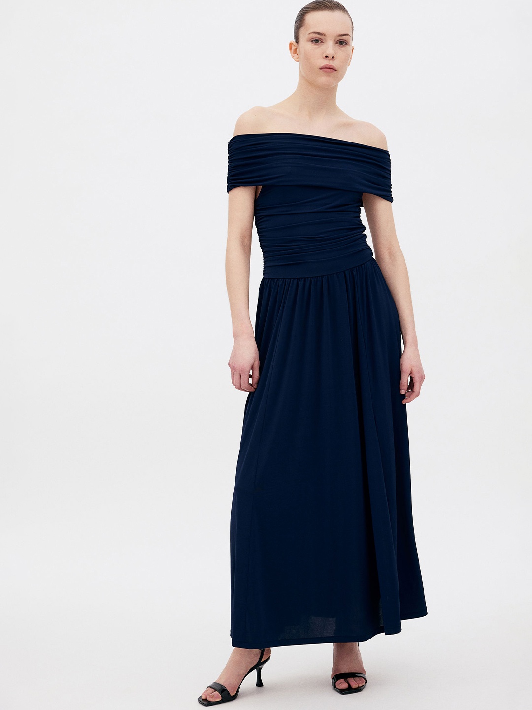 

H&M Draped Off-The-Shoulder Dress, Blue