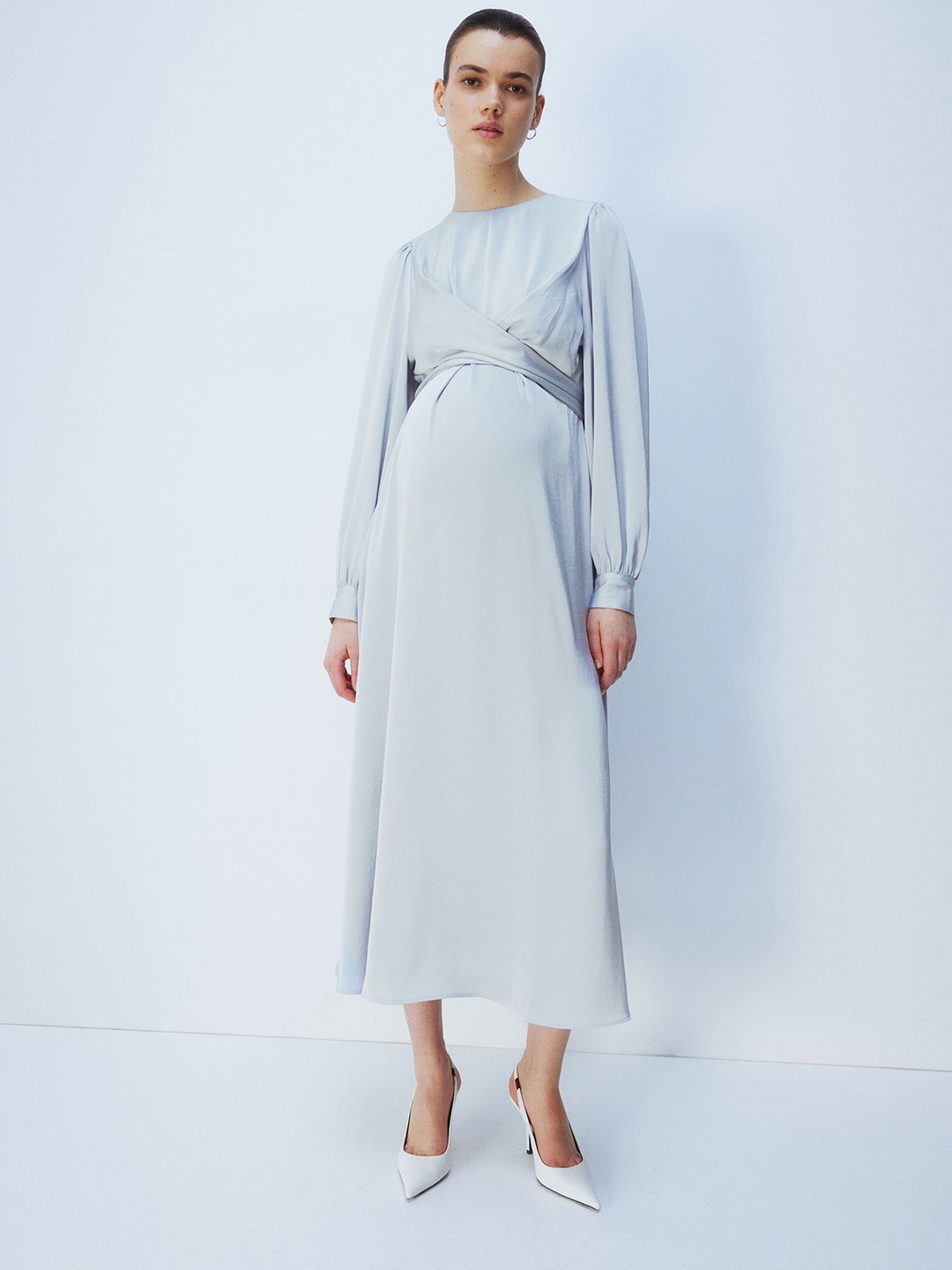 

H&M MAMA Satin Dress, Blue