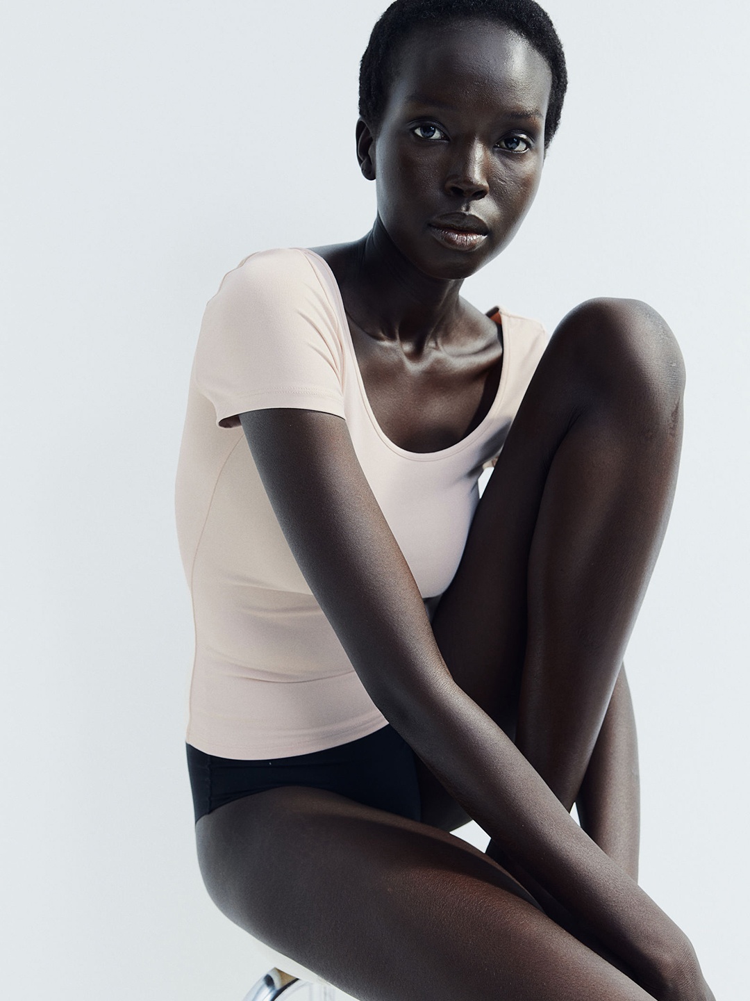 

H&M Scoop-Neck Microfibre Top, Pink