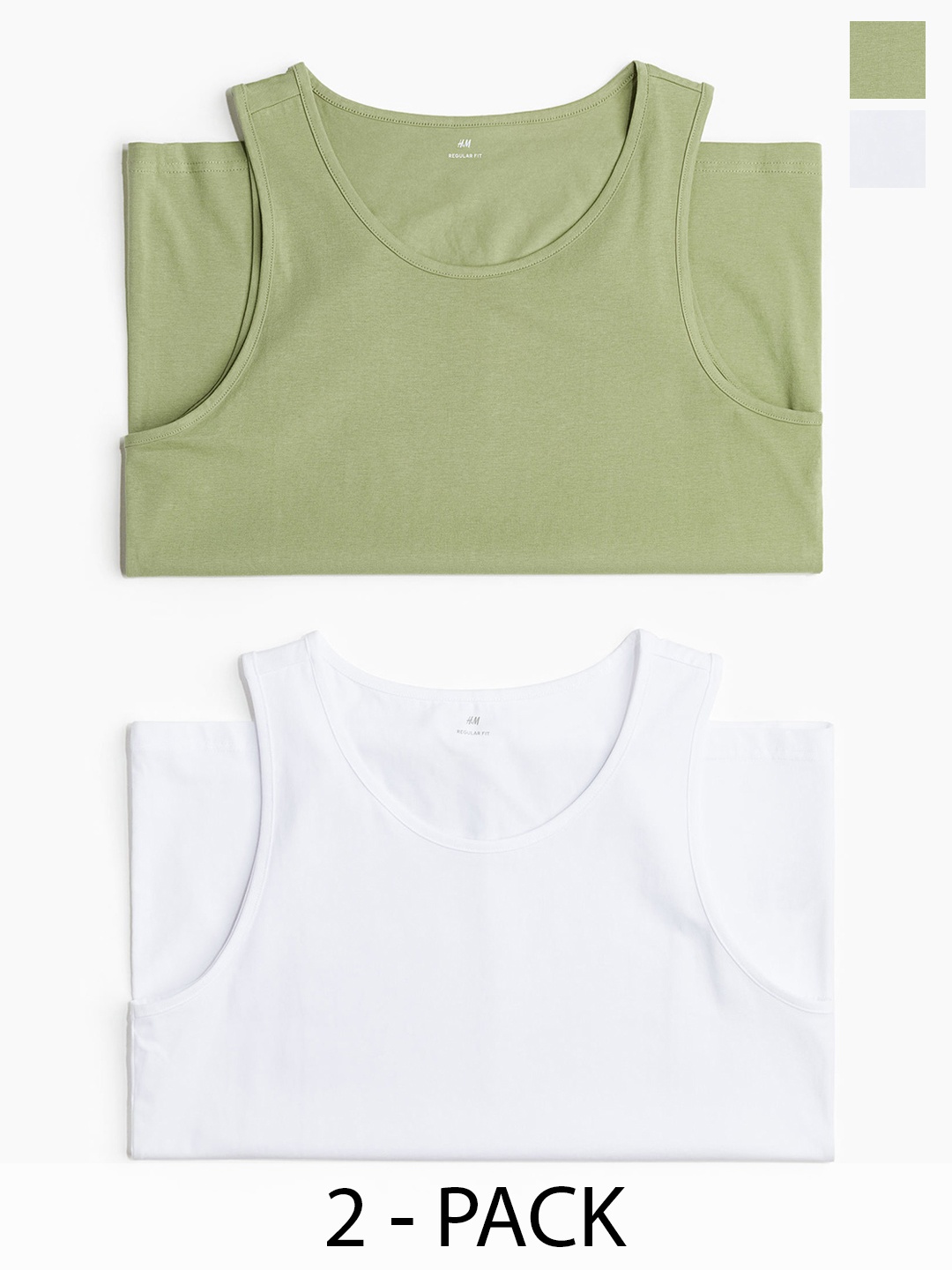 

H&M Men 2-Pack Regular Fit Vest Tops, Green