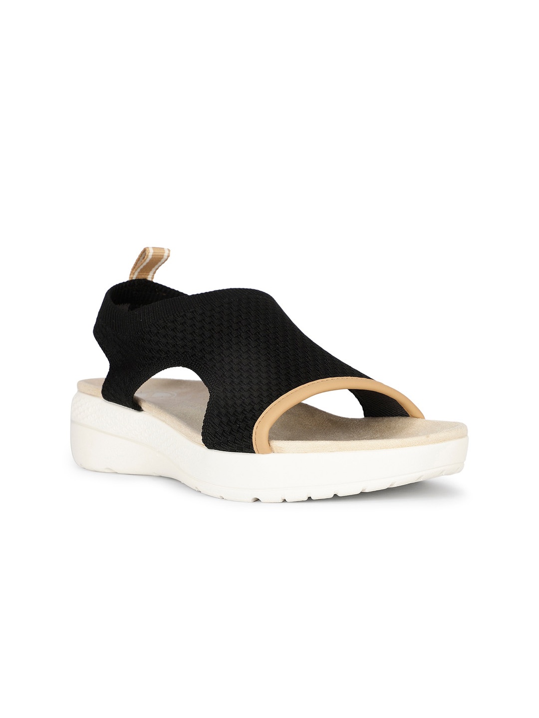 

Hush Puppies Textured Open Toe Flats, Black