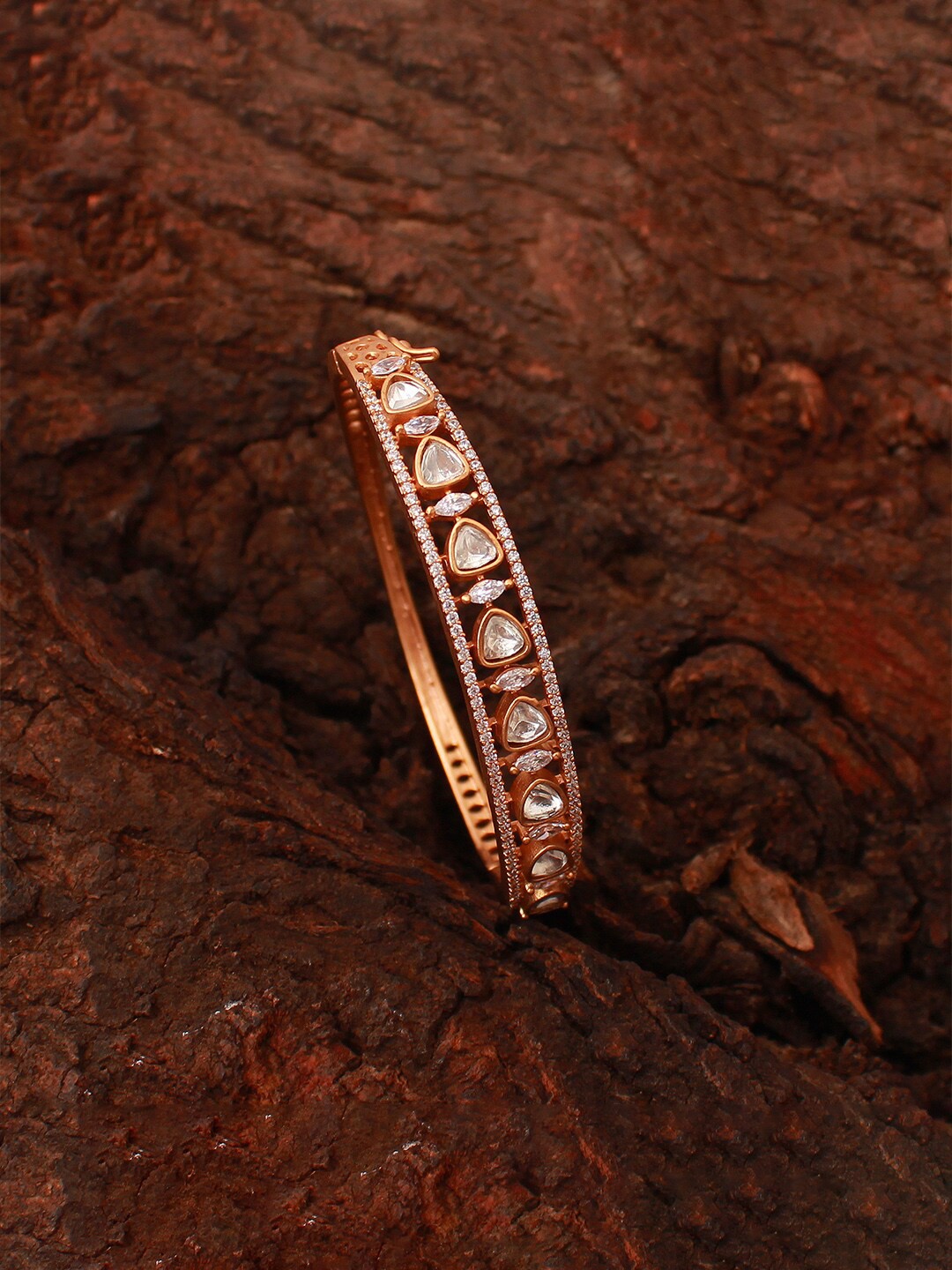 

Mirana Gold-Plated Cubic Zirconia Studded Cuff Bracelet