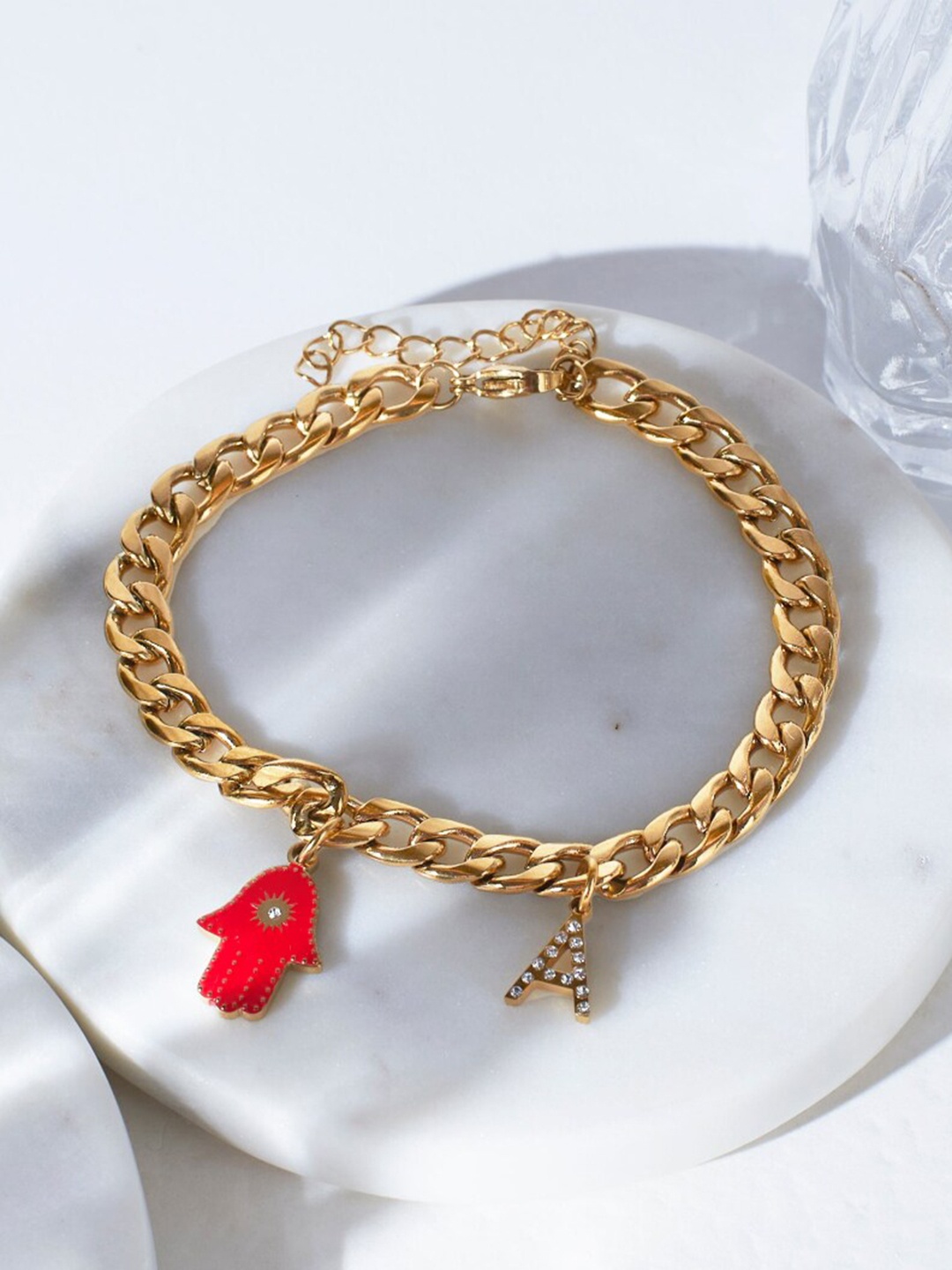 

DressBerry Gold-Toned 18K Gold-Plated Stainless Steel Link Bracelet
