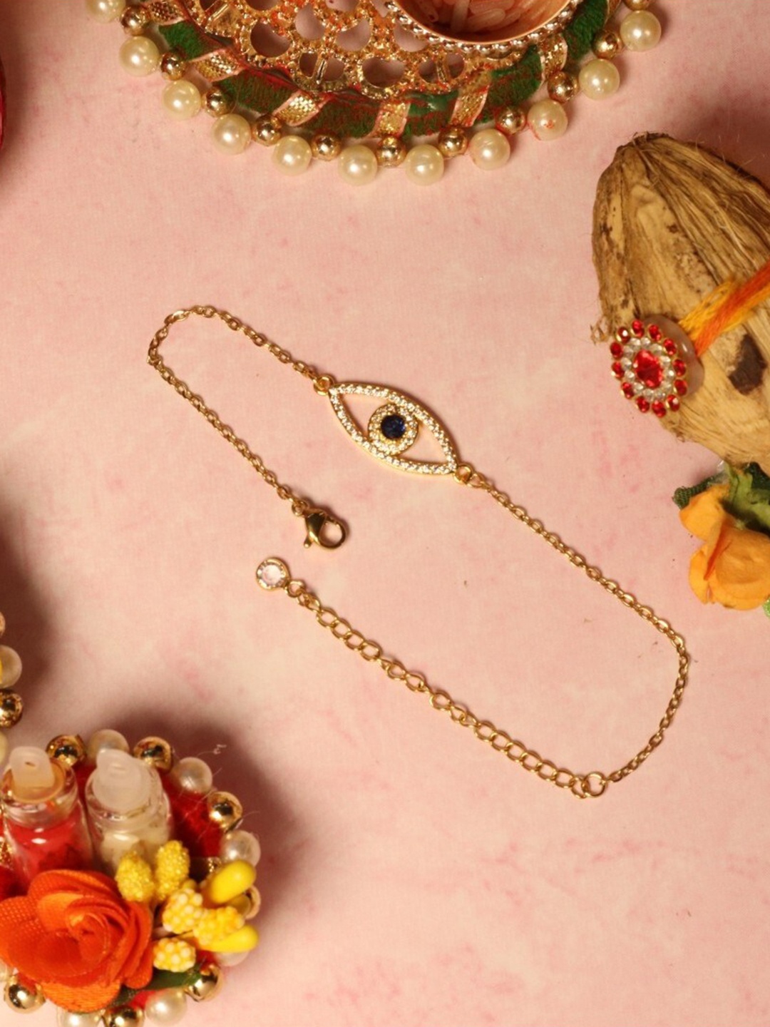 

DressBerry Gold-Plated Evil Eye Link Bracelet